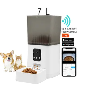 7 L wadah makanan hewan peliharaan kapasitas besar & pengumpan makanan otomatis Dispenser Tuya anjing kucing tempat makan hewan peliharaan pintar WiFi Mobile