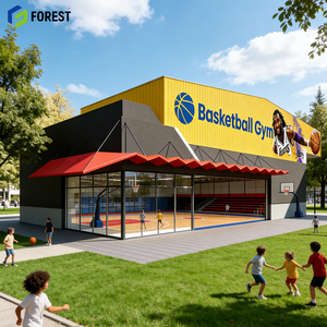 Nave Deportiva Versátil de Acero para Baloncesto con Techo de Lámina Corrugada, Taller Prefabricado de Diseño - Product Image 1