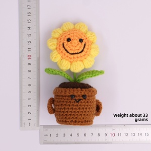 Cross-border China New Hand-Crocheted Positive Energy Sunflower Woven Ornaments <b>Polyester</b> <b>Yarn</b> Finished Wholesale for Wedding - Product Image 4