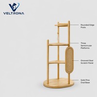 Torre para Gatos de Madera Minimalista Nórdica, Multinivel, para Interiores, con Poste Rascador de Sisal, Mueble de Pino Natural, Venta al Por Mayor