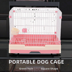Коммерческий складной вольер для собак из экологически чистого пластика с колесами, однотонный, с пластиковым поддоном, для маленьких собак и щенков - Product Image 2