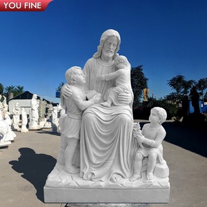 YOUFINE Statue de Jésus en marbre blanc sculptée à la main, pose Divine Miséricorde avec rayons de cœur, pour église et jardin - Product Image 5