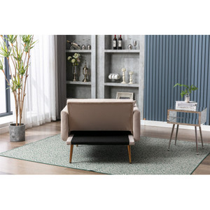 COOLMORE-silla moderna con marco de madera para sala de estar, Sillón relajante de terciopelo con estilo de ocio - Product Image 4