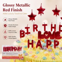 Ensemble de bougies lettres rouges vives pour décoration de gâteau d'anniversaire, bougies alphabet HAPPY BIRTHDAY en cire de paraffine de qualité supérieure, vente en gros