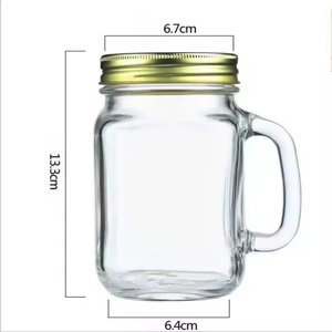 16oz 450ml Cổ 16oz Mason <span class=keywords><strong>Jar</strong></span> lọ thủy tinh với xử lý vít nắp kín cho nước giải khát nước trái cây lấp lánh lưu trữ & container - Product Image 2
