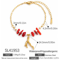 Bracelet en acier inoxydable SUMMLY18K, style océan décontracté, branche de corail, pierre irrégulière, imitation perle, bracelet plaqué or