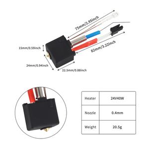 Fabriekslevering Voor Anycubci Kobra <span class=keywords><strong>2</strong></span> Hotend Kit Hoogwaardige 3D-printeronderdelen Met 24V 40W Verwarmer 0.4Mm Messing Nozzle Kits - Product Image 5