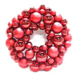 wholesale custom baubles ball wreath red christmas decoration hanging balls christmas wreaths 33cm