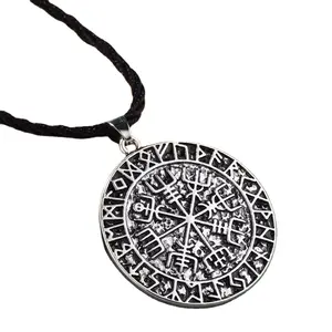 Viking Jewelry Antique Silver Vegvisir Charm Necklace Chokers Pendant Runic necklace Viking Compass pendant Man neckl