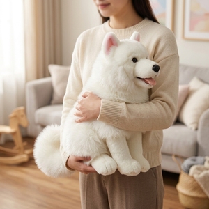 Peluche Personalizzato a Forma di Cane Samoiedo, Simpatico Cucciolo <span class=keywords><strong>Bianco</strong></span> Imbottito per Regali di Compleanno e Natale, Produzione OEM ODM - Product Image 2