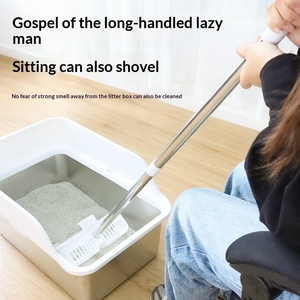 Stainless Steel Lengthened Handle Cat Litter <strong>Scoop</strong> Long Handle Cat Litter Shovel <strong>Poop</strong> Picker for Pet - Product Image 2