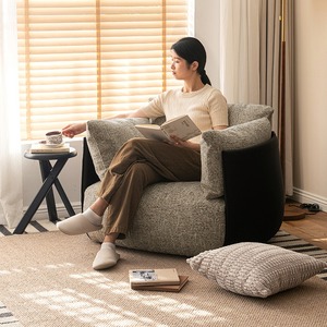 Poltrona Singola Moderna e Semplice con Struttura in Legno, Chaise Longue in Poliestere, Altezza Regolabile, Comfort per Hotel, Camera da Letto, Villa, Soggiorno - Product Image 2