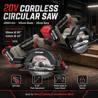 Scie circulaire sans balais 20V, 6500 tr/min, diamètre de coupe 9,5/20 mm