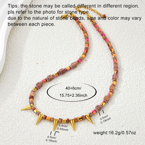 ชุดเครื่องประดับแฟชั่นที่ดูเก๋ไก๋ทุกวันมีองค์ประกอบของหนามและลูกปัดอัญมณี - Product Image 3