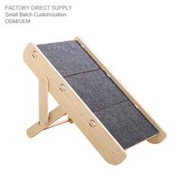 Escalier pliable et transformable pour animaux de compagnie en bois massif, tapis antidérapant en feutre, rampe amovible et lavable, échelle à hauteur réglable, lit pour chien
