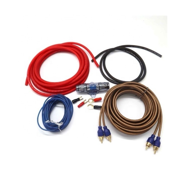 Car Audio Subwoofer Amplifier Connection 8GA Pure Copper Cable With Insurance Tube Audio Power Control Cable