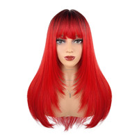 Perruque synthétique longue et droite à 10 couleurs, 26 pouces, avec coupe en V, sangles ajustables, pour femmes, vente en gros, approvisionnement en vrac pour salons
