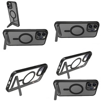 Casing Magnetik Transparan Anti Benturan untuk iPhone 15 Pro Max dengan Kickstand, 17 Air 16 14 13 12 Plus 11, Dilengkapi Holder, Dropshipping
