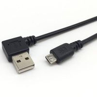 Kabel USB 2.0 A Male Sudut Kiri-Kanan dengan Panjang yang Dapat Disesuaikan ke Kabel USB Tipe Micro untuk Koneksi
