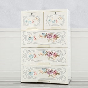 <span class=keywords><strong>Commode</strong></span> à 6 niveaux avec tiroirs de rangement Armoire organisateur de vêtements en <span class=keywords><strong>plastique</strong></span> à motifs floraux pour chambre à coucher 65cm - Product Image 4