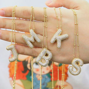 Collar con Colgante de Burbuja con Letras del Alfabeto, Chapado en Oro Real de 18K sobre Acero Inoxidable, con Circonitas, Joyería <span class=keywords><strong>para</strong></span> Mujer, Resistente al Deslustre - Product Image 5