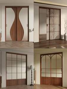 Puerta Corredera de Aluminio con Diseño de Rejilla Personalizada y Acabado de Madera para Renovación de Casas Clásicas - Product Image 5