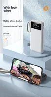 Pengisi Daya Portabel Tahan Api dengan Kabel Terintegrasi PD 5V/2A 20000mAh, Dilengkapi Penyangga Ponsel untuk Earphone & Kamera