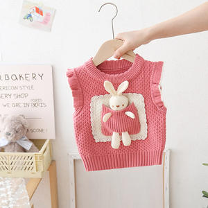 2025 nuevo estilo coreano lindo conejo 3D conejo 3D moda Otoño e Invierno niñas <span class=keywords><strong>Chaleco</strong></span> de punto suéter para niños - Product Image 2