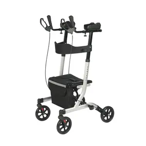 Andador vertical plegable de aluminio Original, ayuda para caminar con asiento y reposabrazos acolchados TRA02C