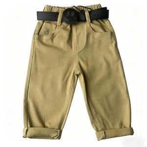 Pantalones de Pierna Recta a Media Pierna para Niños con Cinturón, Pantalones Casuales Cómodos para Uso Diario, Personalización Disponible - Product Image 2
