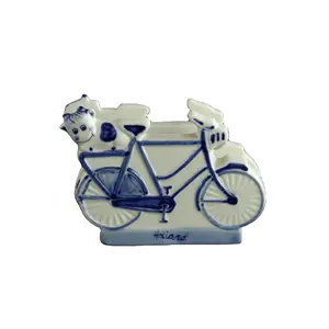 Vintage Collectible DELFT BLAUW Handgemaakte Geschilderd Bicycke Servet Houder