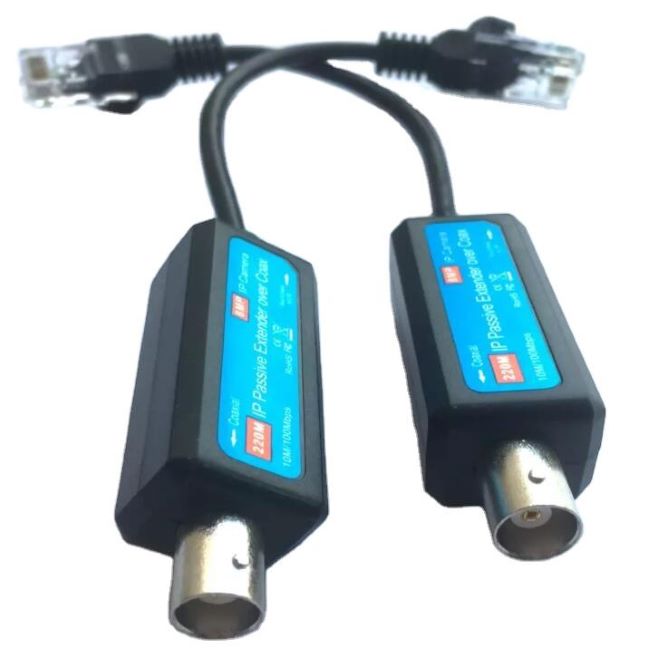 Прямая продажа с завода, коаксиальный кабель 8 Мп, IP-удлинитель, Пассивный Ethernet через коаксиальный кабель, используемый для IP-камеры видеонаблюдения, макс. 220 метра