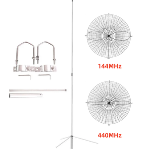 Antena de Estación Base de Fibra de Vidrio de 3.2M X300 con Radiales de Plano Terrestre, Doble Banda 144/430MHz VHF UHF, Omnidireccional Tipo Diamante para Comunicación - Product Image 1