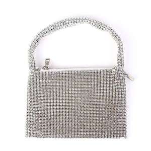 Sac à main élégant pour femmes avec deux sangles, mini pochette à clés et fermeture éclair entièrement ornée de strass, sac pour téléphone portable pour femmes - Product Image 2
