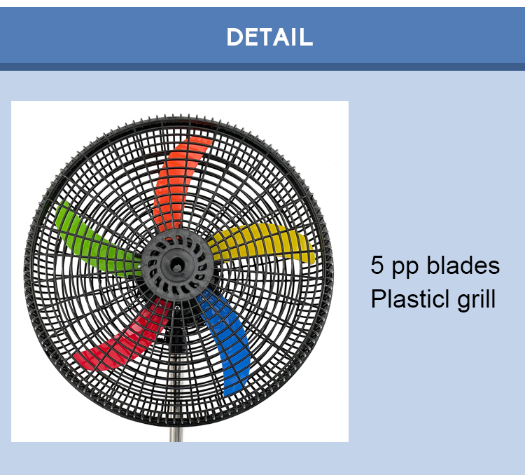 2022 hot  sale south America  18 inch industrial stand  fan  with  5 pp  colour  blade