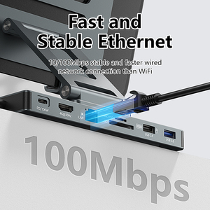 Blueendless USB 3.0 PD 100W Charger Hub Docking Station HDTV 4K RJ45 Stand Multiport 7 In 1 USB <strong>C</strong> SD TF <strong>Type</strong> <strong>C</strong> Dock Hub <strong>Adapter</strong> - Product Image 6