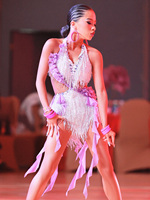 Robe de danse latine professionnelle Vennystyle pour compétition, robe fleurie, diamant, élite, adulte, norme nationale, performance sur mesure