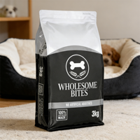 Sacs d'emballage pour friandises pour animaux de compagnie de qualité alimentaire, finition brillante, résistants à l'humidité, fond plat, fermeture éclair
