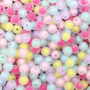 Cuentas acrílicas redondas de 8mm para fabricación de joyas, abalorios espaciadores sueltos para pulsera DIY, Color mate AB, 100 Uds.