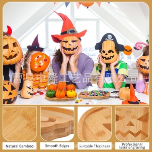 Cross-border Halloween wooden <b>tray</b>, party candy <b>snack</b> <b>tray</b>, pumpkin-shaped fruit plate, coffin storage <b>tray</b> - Product Image 2