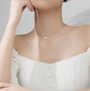 Collana a Catena Serpente in Argento Sterling 925 <span class=keywords><strong>con</strong></span> Pendente <span class=keywords><strong>Solitario</strong></span> in Zirconia Cubica Rotonda per Donne - Product Image 5