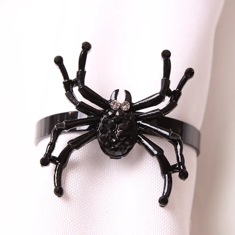 Nieuwste Halloween Zwarte Spin Kerst Decoratie Benodigdheden Voor Bruiloft Hotel Thuis Tafel Servet Ring Houder Ringen