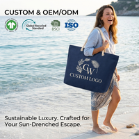 Sac de plage en toile imperméable de style luxe surdimensionné avec logo personnalisé, sac de voyage familial réutilisable pour cadeau
