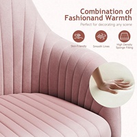 Fauteuil de bureau ergonomique en velours rose avec roulettes, design réglable en hauteur, rembourré et vert, pour ordinateur