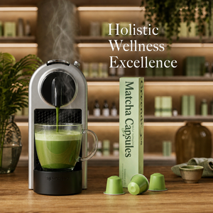 Capsules de matcha saveur umami compatibles avec les machines Nespresso, sans grumeaux, bio, saines, dosettes de thé vert - Product Image 1