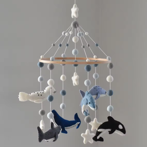 Mobile musical en feutre pour bébé, animaux marins (<span class=keywords><strong>dauphin</strong></span>, narval, baleine), certifié CE EN71 CPC, personnalisable, pour décoration de lit bébé et de chambre d'enfant - Product Image 2