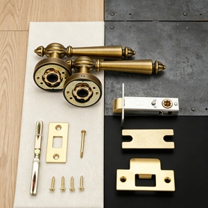 Serrure de porte à mortaise en laiton massif pour projet commercial, poignée à clé cannelée traditionnelle, suite d'entrée en cuivre pur - Product Image 4