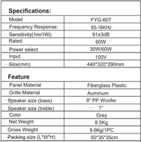 Haut-parleur de jardin extérieur 60W, audio paysager en pierre étanche IP66, 100V 30/60W commutable pour parc, villa, cour