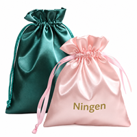 Pochette à bijoux en satin doux, sac à cordon réutilisable, petit format pour bague, collier, bracelet, cadeau, rangement de voyage