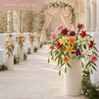 Lange Dreiköpfige Lilie aus Naturkunststoff mit Echtem Gefühl für Laden-Fotografie, Blumenarrangements & Heimdekoration, Visuelles Merchandising